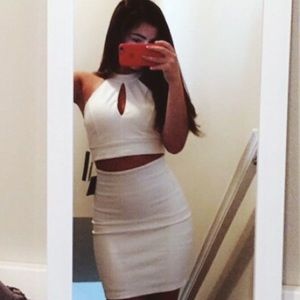 Two Piece White Formal Dress